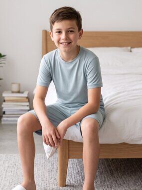NWT | Hapiu 2-Piece Cloud-Soft Bamboo Viscose Pajama Set | Dusty Blue | 12Y